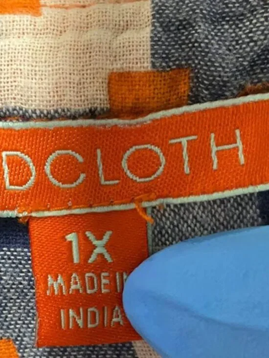 NWOT ModCloth Orange & Blue Floral Peplum Sleeveless Top 1X - Picture 6 of 8